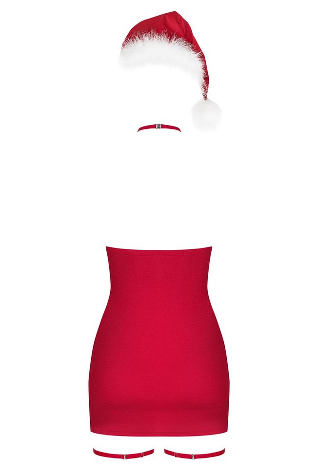 Новорічний костюм снігуроньки Obsessive Kissmas chemise Червоний S/M 85746 фото
