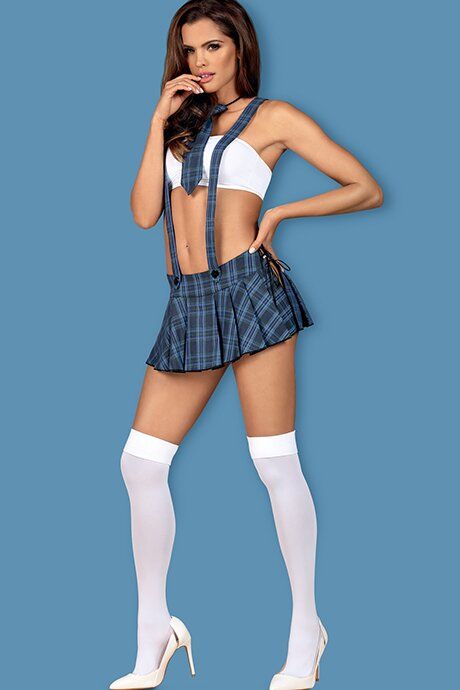 Эротический игровой костюм студентки Studygirl costume Сине-белый S/M 84255 фото