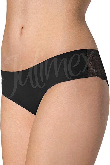 Seamless Brazilian panties with lace Julimex Tanga Black S