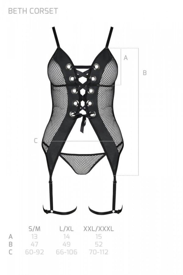 Mesh corset Passion Beth Black 2XL/3XL