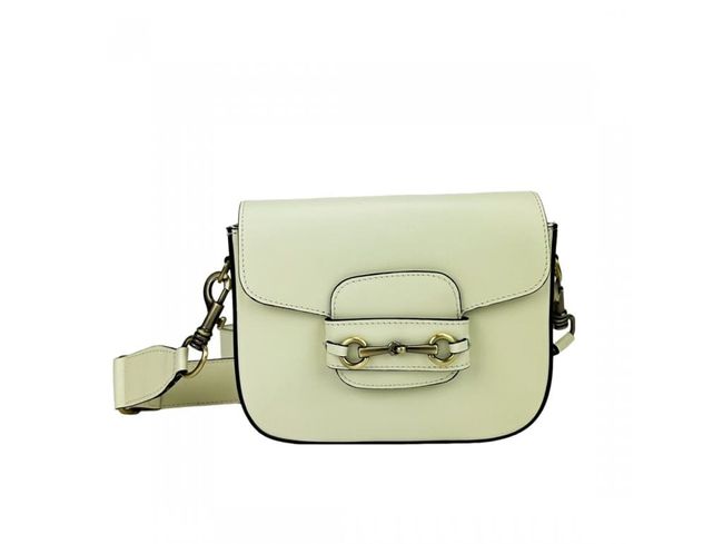 Women's crossbody handbag with a wide strap Firenze Italy F-IT-061WB, Light beige