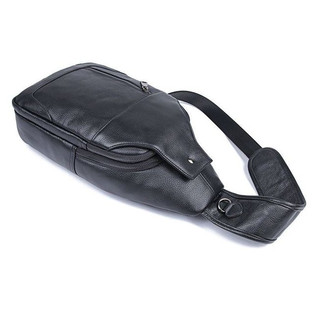 Рюкзак на одно плечо из натуральной кожи большого размера для мужчин John McDee JD4004LA, Черный