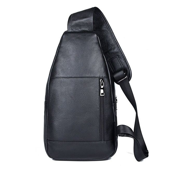 Рюкзак на одне плече з натуральної шкіри великого розміру для чоловіків John McDee JD4004LA, Чорний