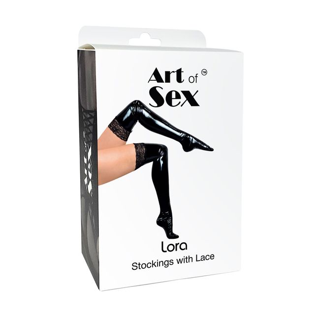 Сексуальные виниловые чулки Art of Sex Lora с кружевом SO7344 фото