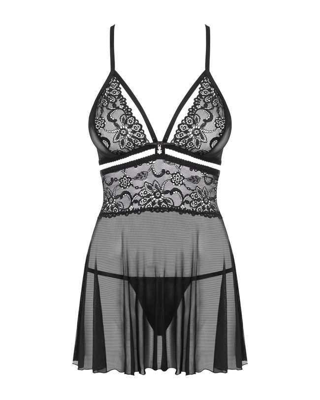 Peignoir Obsessive 838-BAB-1 babydoll Black S/M