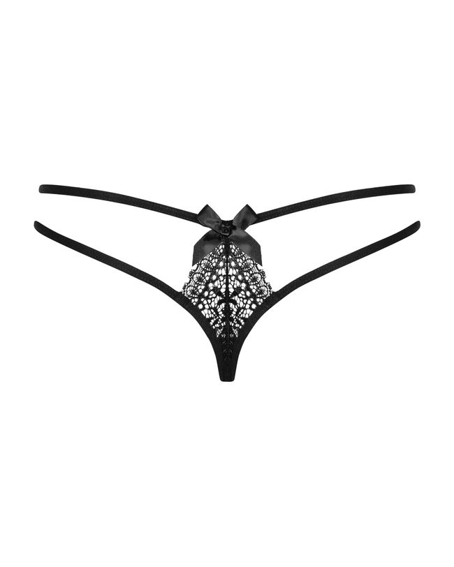 Thong with two straps Obsessive Intensa double Black S/M