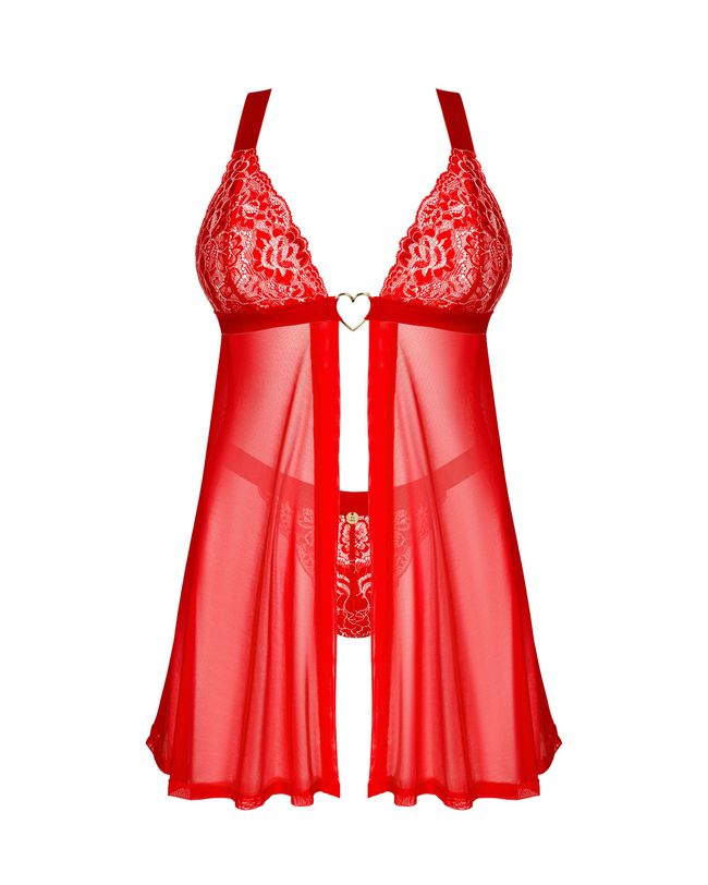 Elegant chemise Obsessive Elianes babydoll, Red, M, L