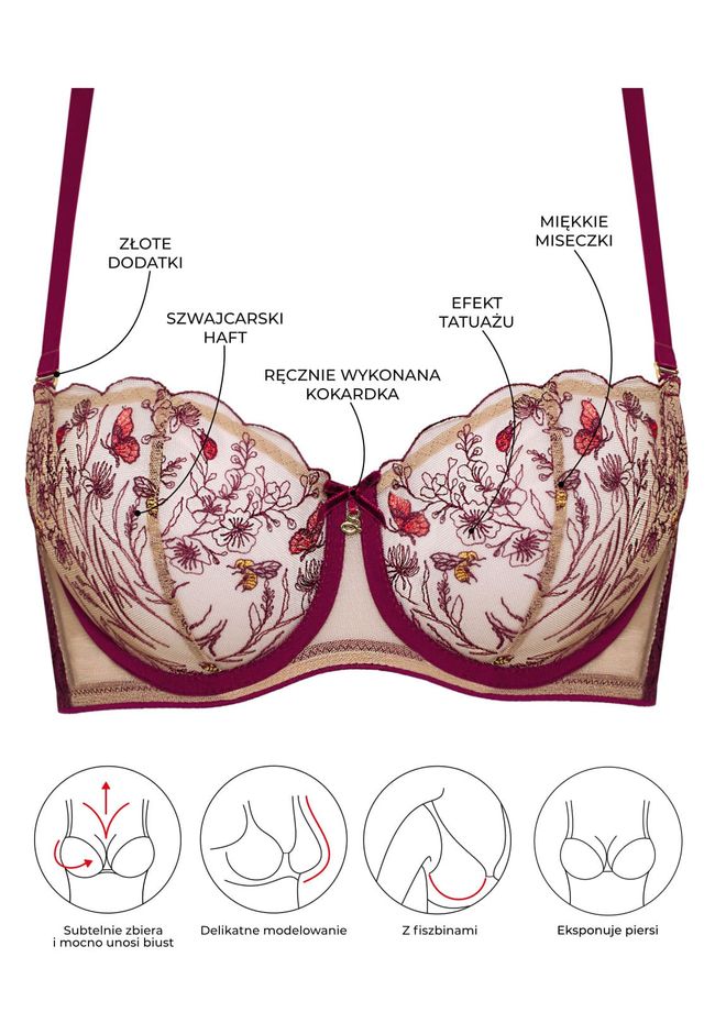 Bra soft with cup Samanta Adelina A142, Рубиновый, 70D