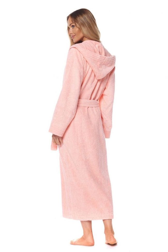 Довгий жіночий халат з капюшоном L&L 2102 Frotte Ніжно-рожевий XL 93291 фото