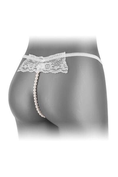 Fashion Secret KATIA thong panties with pearl thread, White, S, M, L, S/M/L