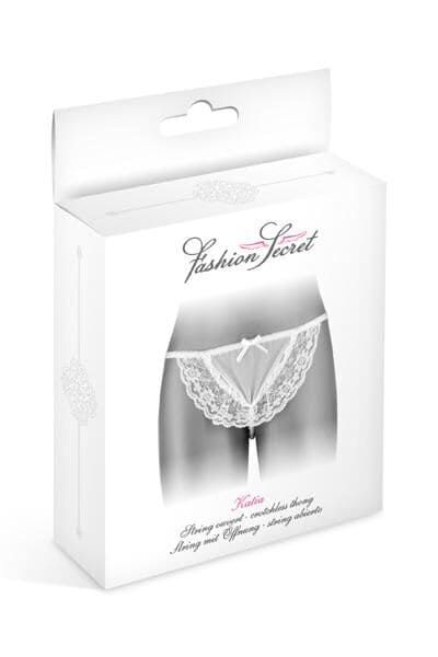 Fashion Secret KATIA thong panties with pearl thread, White, S, M, L, S/M/L