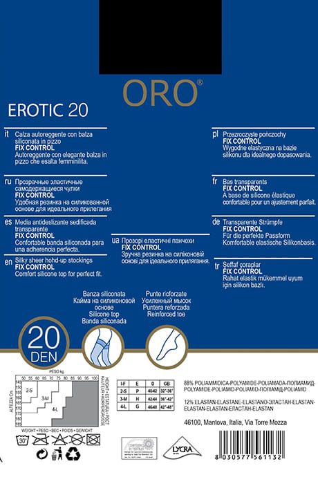 ORO Erotic 20 den self-retaining stockings (9 cm) Black 1/2