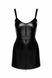 Mini dress with leather effect Noir Handmade F320 Starlet wetlook minidress with ring belt Black 2XL