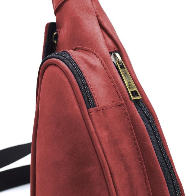 Сумка рюкзак слінг шкіряна на одне плече 3026-3md TARWA 1, Червоний
