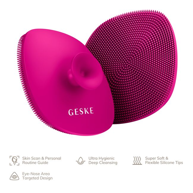 Щітка для обличчя GESKE Facial Brush 4в1 з утримувачем magenta