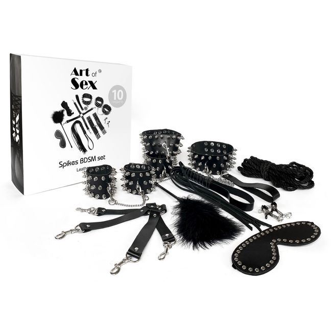 Набор Art of Sex - Spikes BDSM Set Leather, 10 предметов, натуральная кожа SO7140 фото