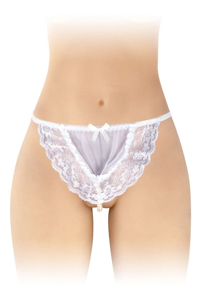 Fashion Secret KATIA thong panties with pearl thread, White, S, M, L, S/M/L