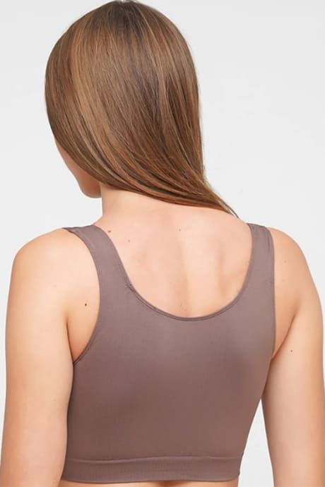 Seamless bra-top with soft cups without wires ORO 4404 Brown S/M