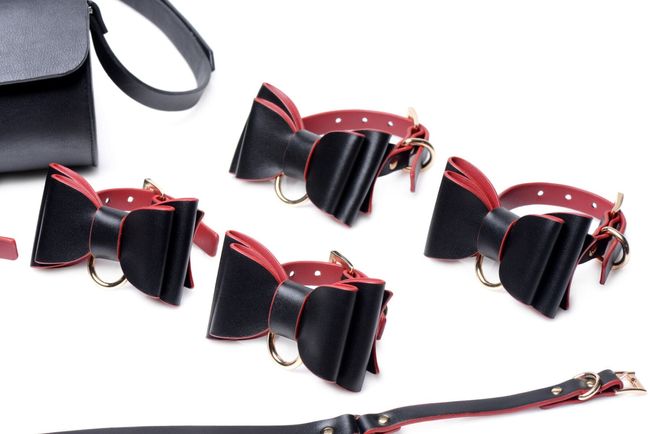 Набір для BDSM Master Series Bow Luxury BDSM Set With Travel Bag Чорно-червоний SO8796 фото