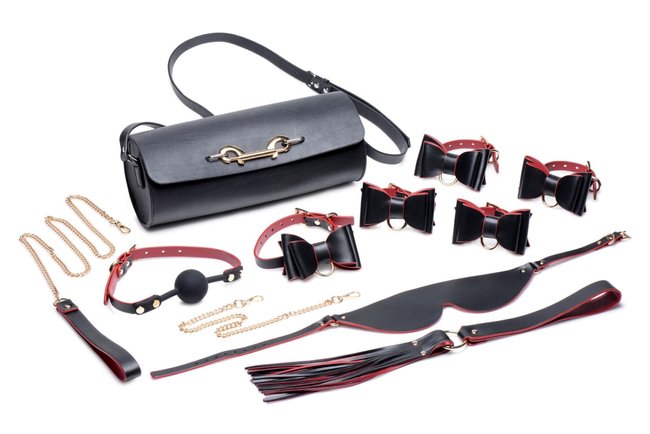 Набір для BDSM Master Series Bow Luxury BDSM Set With Travel Bag Чорно-червоний SO8796 фото