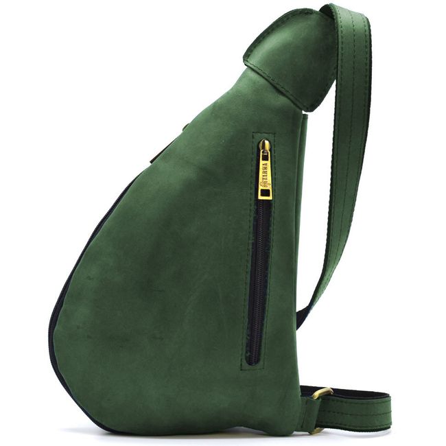 Сумка рюкзак слинг кожаная на одно плечо 3026-3md TARWA 1, Зелёный
