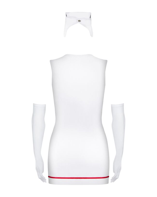 Эротический ролевой костюм медсестры со стетоскопом Obsessive Emergency dress Белый S/M 43814 фото