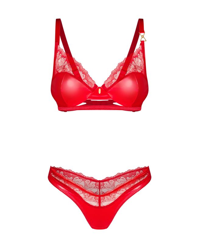 Spectacular set under latex Obsessive Aliosa, Red, 2XL, 3XL, 2XL/3XL