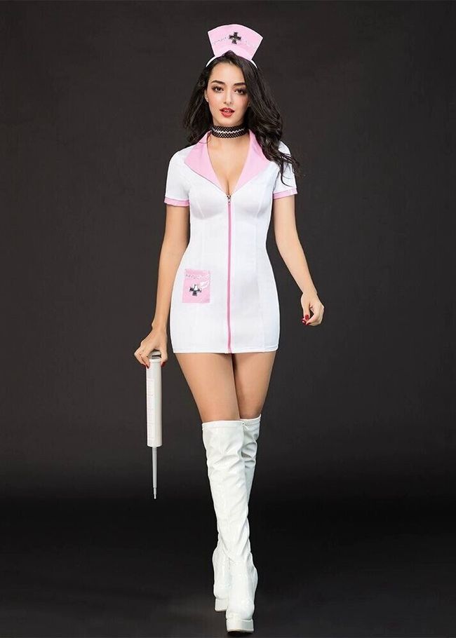 Эротический костюм медсестры JSY Сексуальная Николетта Бело-розовый S/M SO3696 фото
