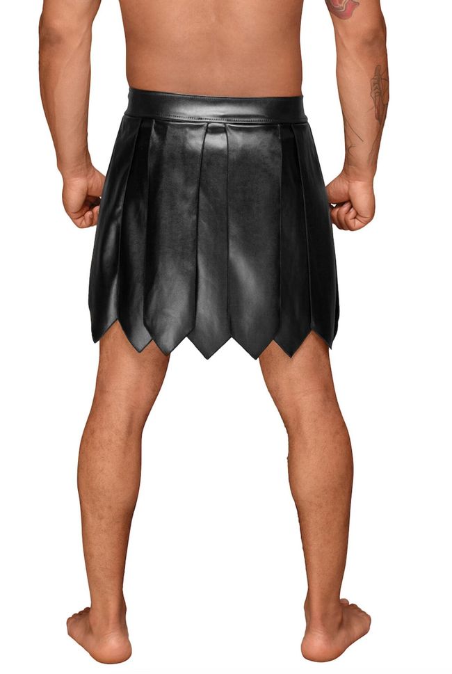 Men's gladiator skirt Noir Handmade H053 Eco leather men's gladiator skirt, Black, XL