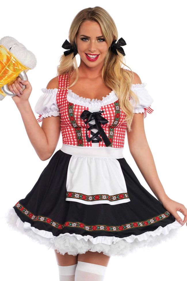 Ролевой костюм баварской девушки Leg Avenue Beer Garden Babe Черно-бело-красный M SO7999 фото