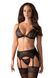 Transparent set with garter belt Obsessive Shibu set, Black, L, XL, L/XL