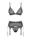 Transparent set with garter belt Obsessive Shibu set, Black, L, XL, L/XL