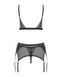 Transparent set with garter belt Obsessive Shibu set, Black, L, XL, L/XL