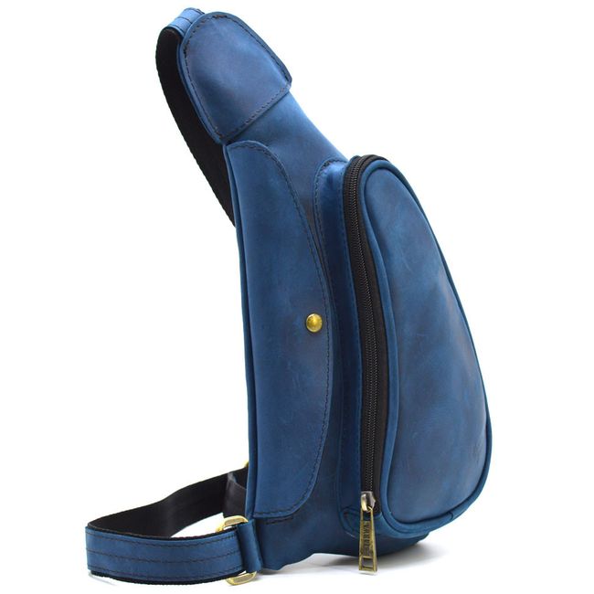 Сумка рюкзак слинг кожаная на одно плечо 3026-3md TARWA 1, Голубой