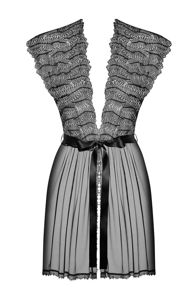 Полупрозрачный пеньюар с кружевом Obsessive Romanesa peignoir 94157 фото
