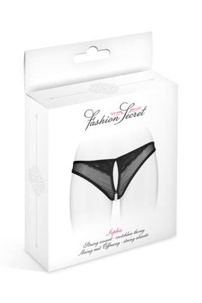 Fashion Secret Sophie pearl panties with intimate cutout, Black, S, M, S/M