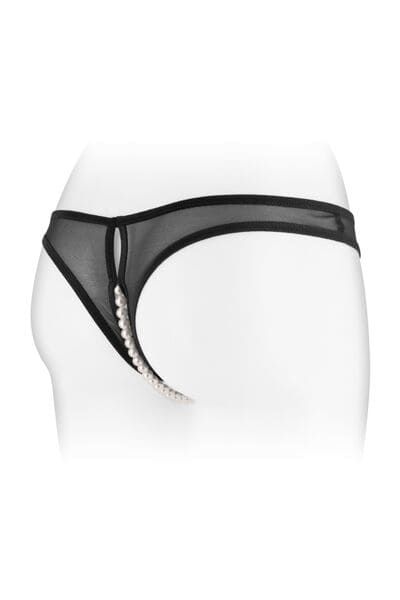 Fashion Secret Sophie pearl panties with intimate cutout, Black, S, M, S/M