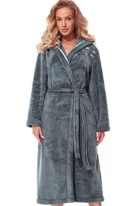 Long warm robe with hood L&L 2321 Lili (Onyx), Тёмно-серый, M