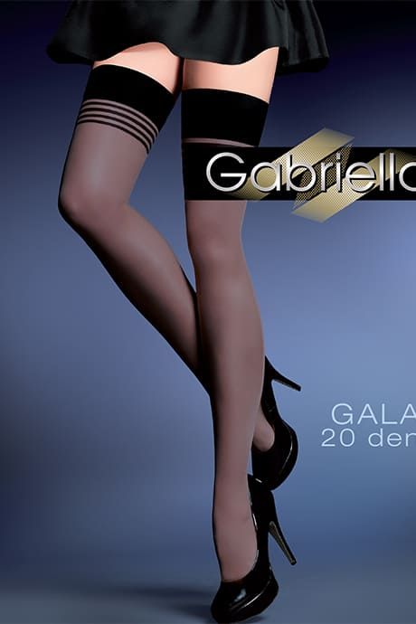 Stockings with self-supporting lace (9 cm) Gabriella Gala 20 den, Black, 3, 4, 3/4