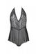 Transparent bodysuit with lace Passion LEAFA BODY ECO, Black, 2XL, 3XL, 2XL/3XL