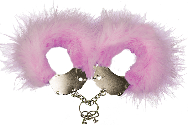 Metal handcuffs with furry trim Adrien Lastic Handcuffs Pink One Size