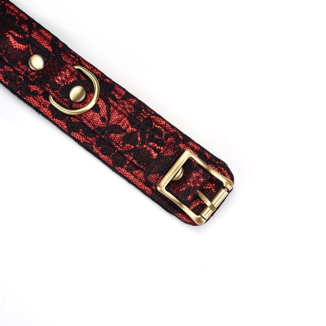 Liebe Seele Victorian Garden Collar with Leash Red-Black One Size