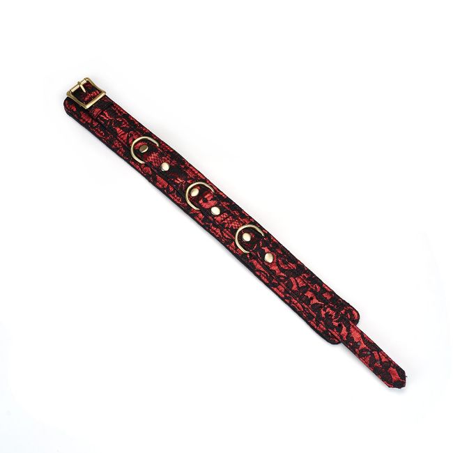 Liebe Seele Victorian Garden Collar with Leash Red-Black One Size