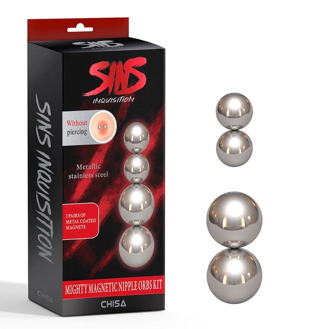 Magnetic nipple clamps Chisa Sins Inquisition Mighty Magnetic Nipple Orbs Kit Silver