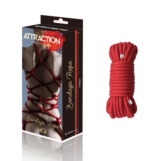 Мотузка для BDSM BTB Bondage Rope Red, довжина 10 м, діаметр 65 мм SO6574 фото
