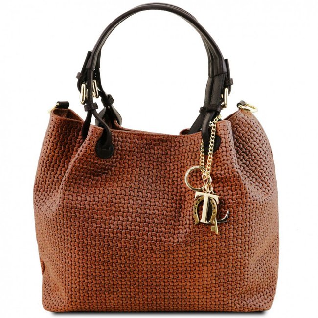 Шкіряна сумка-шоппер KeyLuck з плетеним тисненням Tuscany TL141573 1573_1_128 фото