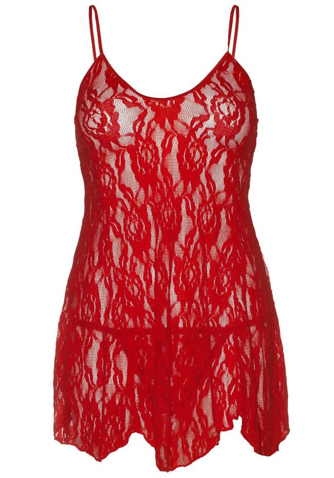 Сорочка Leg Avenue Rose Lace Flair Chemise Plus Size Красная SO9103 фото
