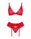 Lace set with belt Obsessive Chilisa set Red, Red, M, L