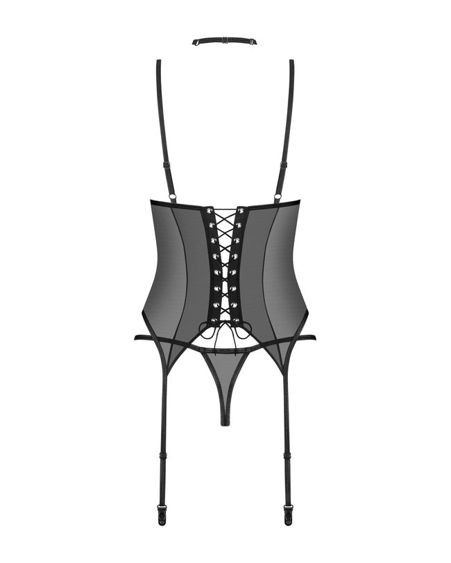 Корсет з мереживом Obsessive Donarella corset Чорний M/L 103188 фото