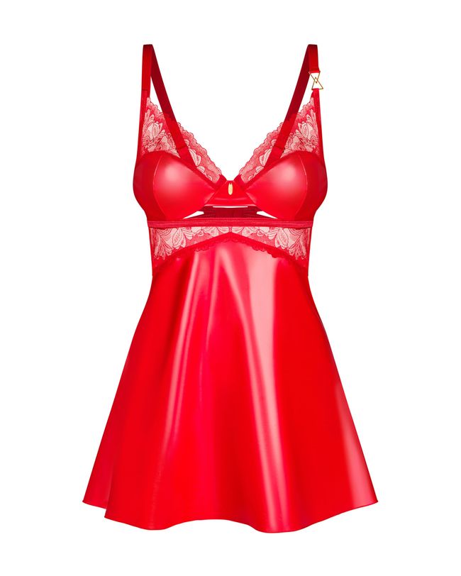 Erotic latex nightdress Obsessive Aliosa, Red, L, XL, L/XL